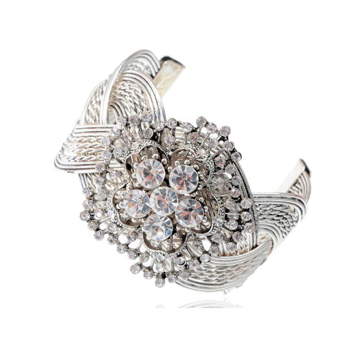 Antique Inspire Flower Weave Braid Bracelet Bangle Cuff for wholesale by AK Brand