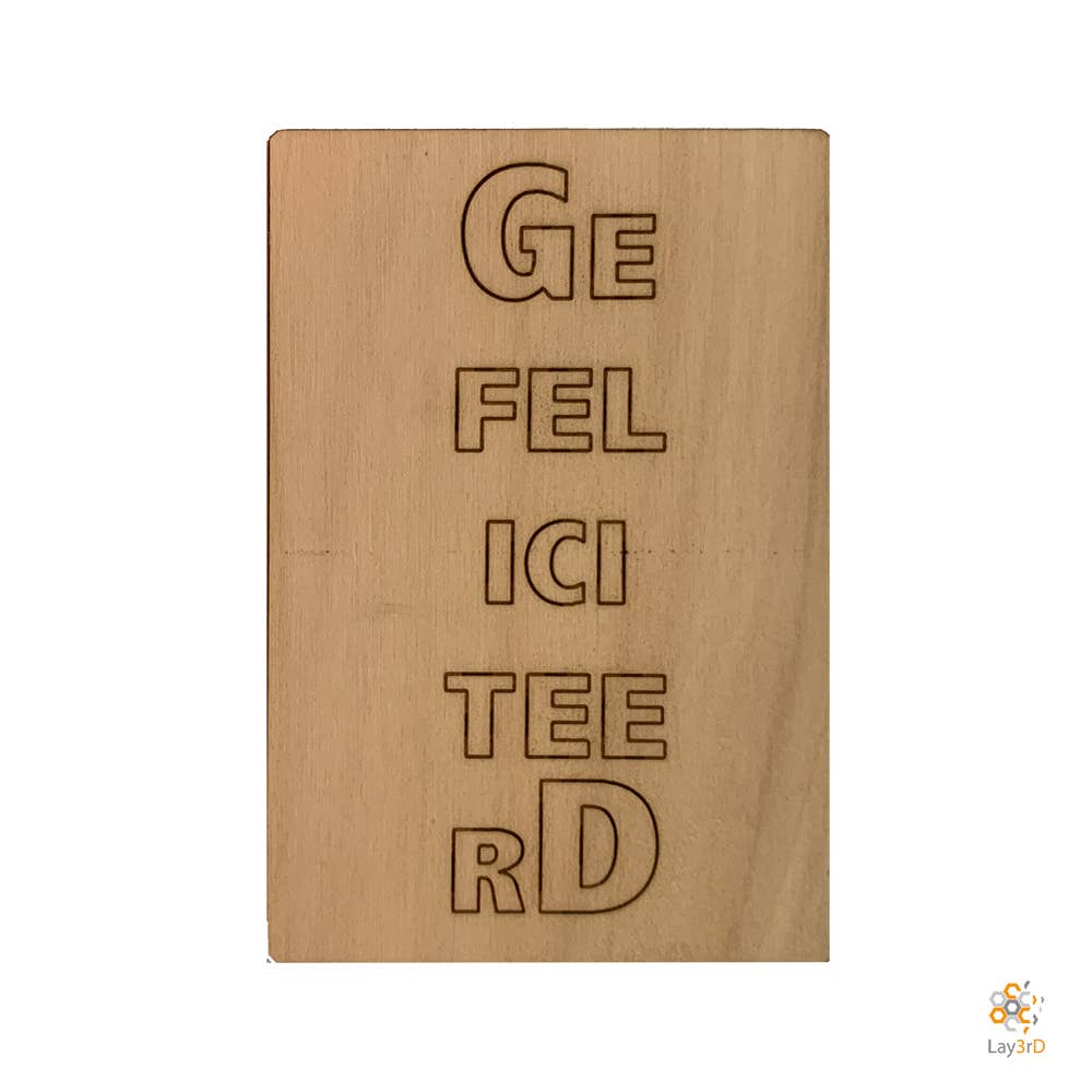 Lay3rD - Wholesale Congratulations Card - Lay3rD Lasercut - Houten Wenskaart - "Gefeliciteerd"