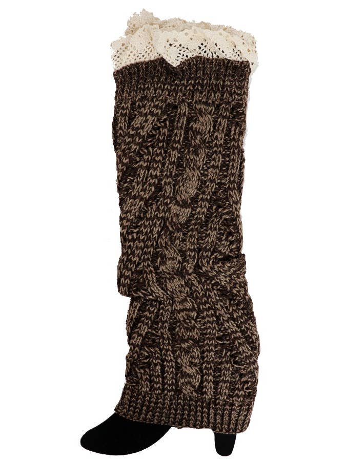 Cap Zone - Vente Jambières – femme - Jambières à motif en tricot avec bordure en dentelle2