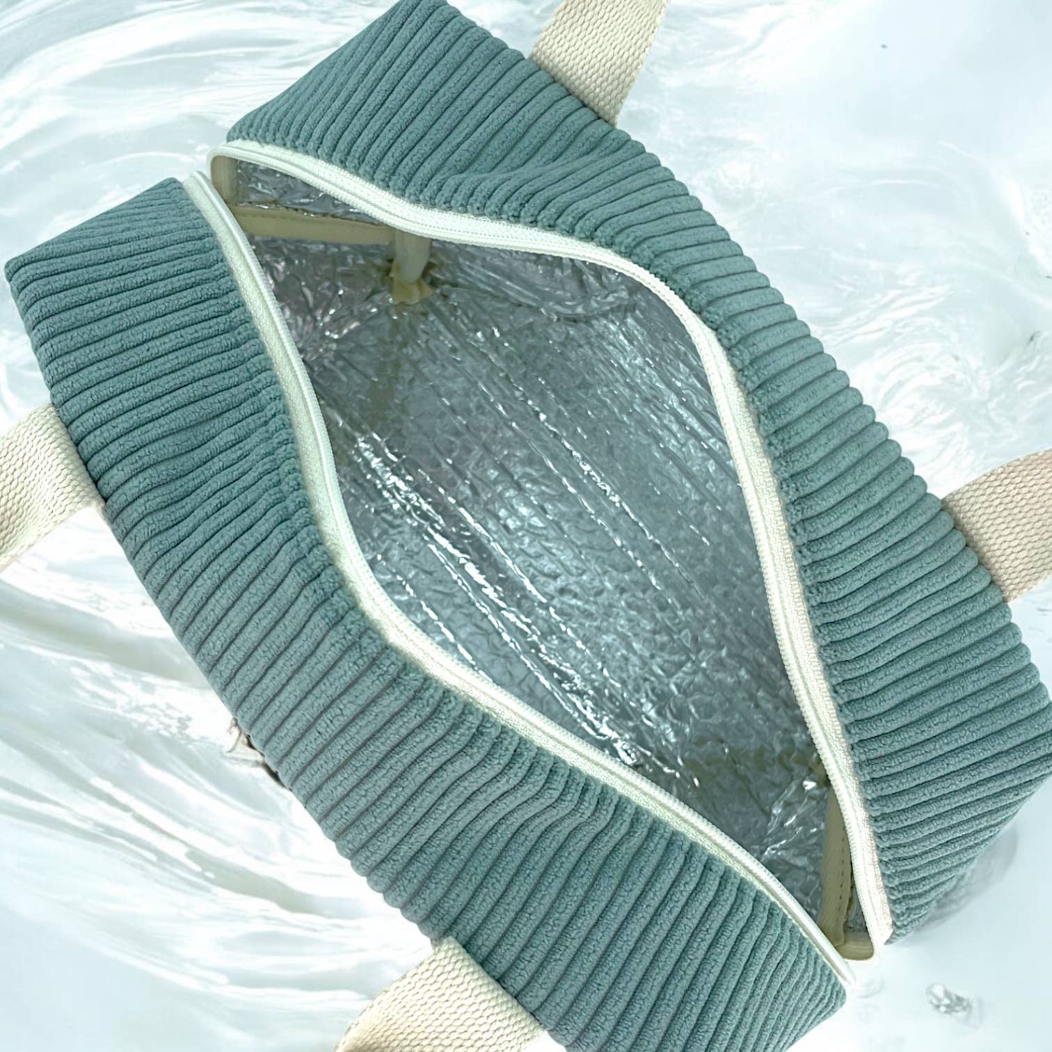 Emmanuel Création - Wholesale Cooler/Cooler Bag - Ice cube S cooler bag, "Corduroy" celadon1