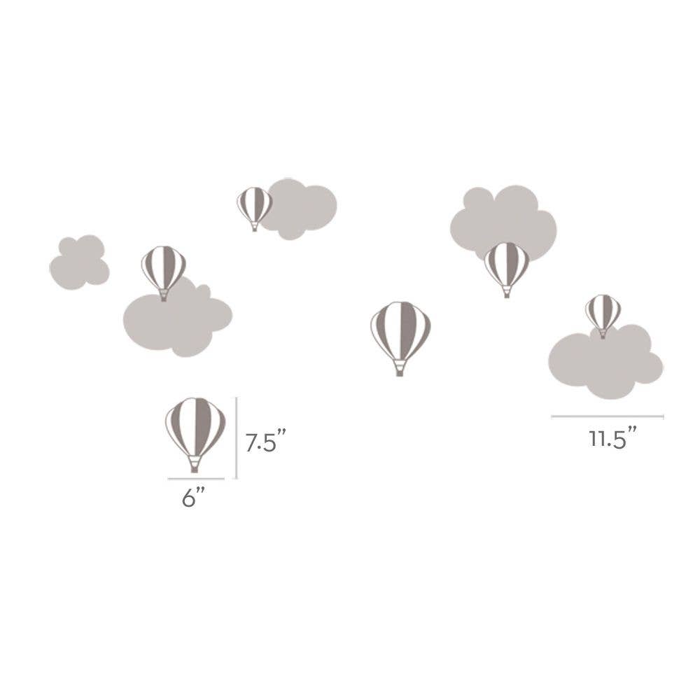 Simple Shapes - Wholesale Wall Decal/Stickers - Hot Air Balloon Decals with Clouds Wall3