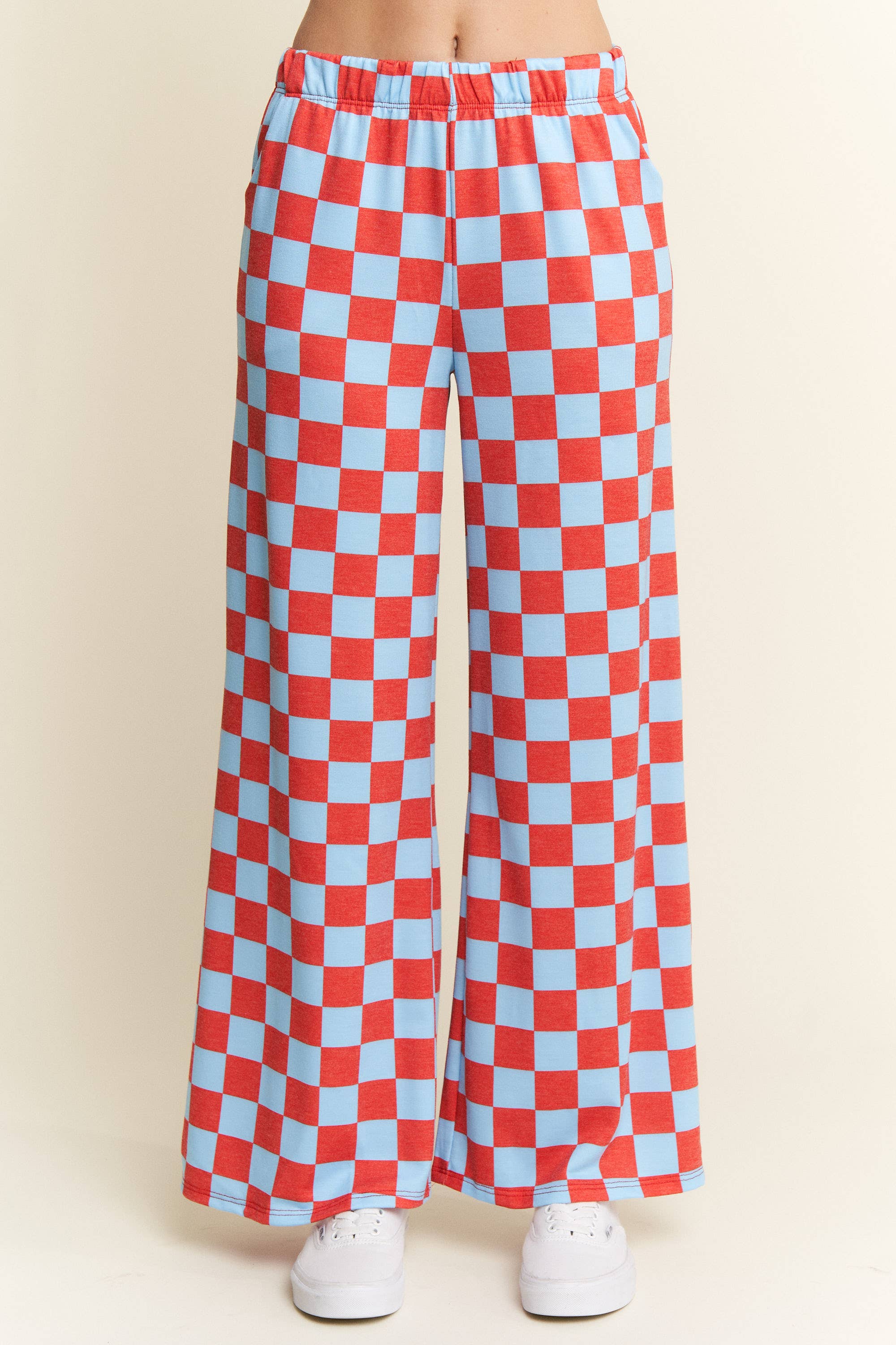 JADE BY JANE - Wholesale Pants - Women's - HIGH WAIST CHECKERED STRAIGHT LEG KNIT PANTS33