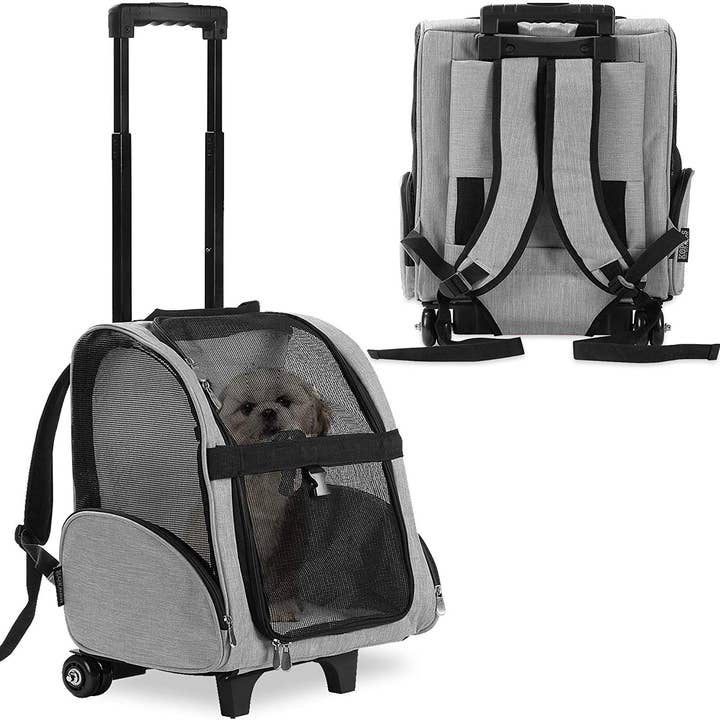 Kopeks - Venta al por mayor Transportín - Gatos y perros - Mochila de viaje de lujo para mascotas con ruedas - gris