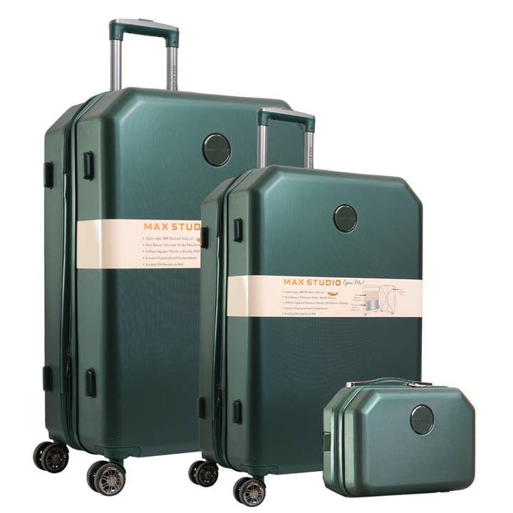 EMERALD Max Studio ABS Hard Sided 3-Piece The Hexagon Luggage Set for wholesale on Faire