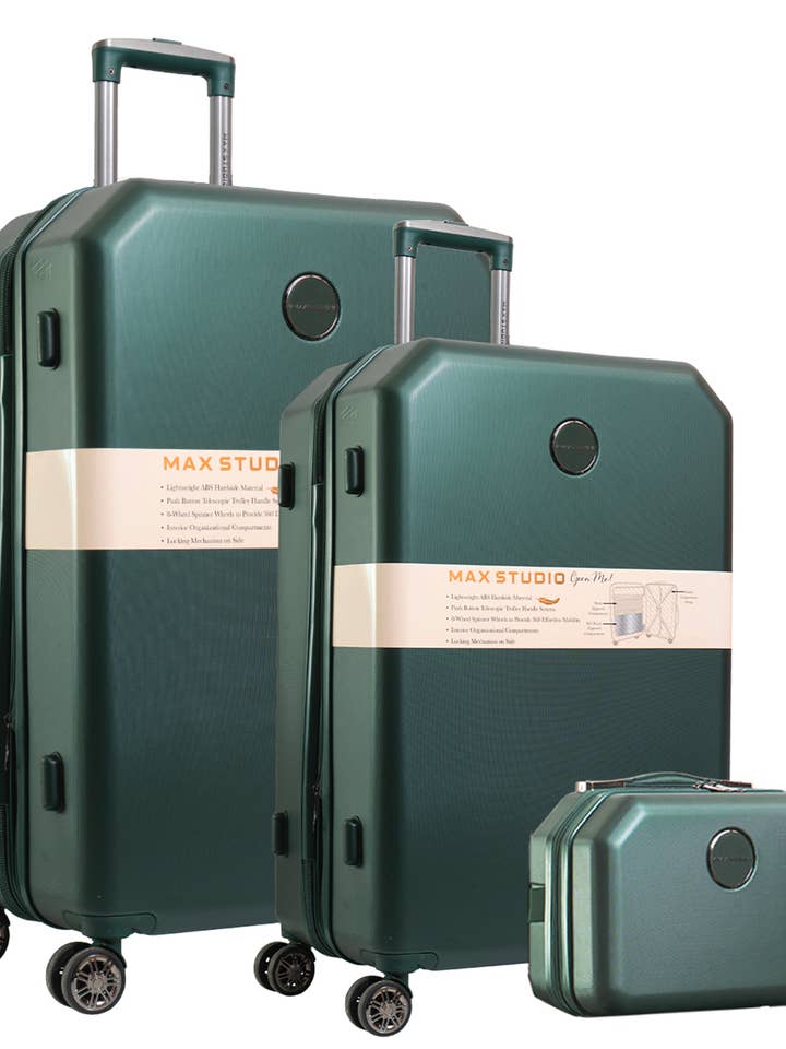 Max Studio ABS Hard Sided 3-delige Hexagon Kofferset voor wholesale door Magid