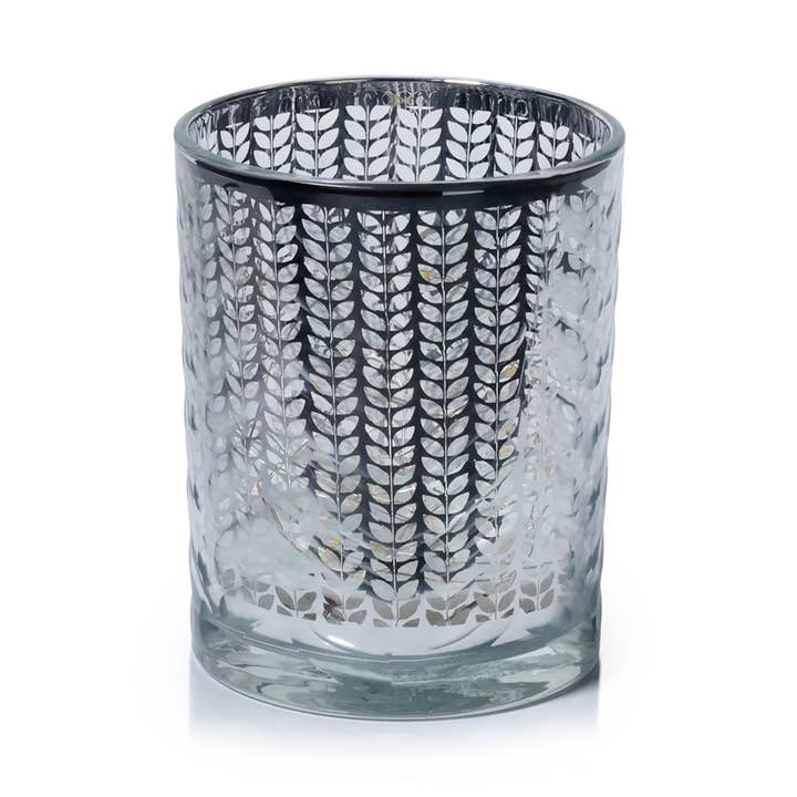 Portavelas de huracán de vidrio metálico grabado con láser para venta al por mayor de Zodax