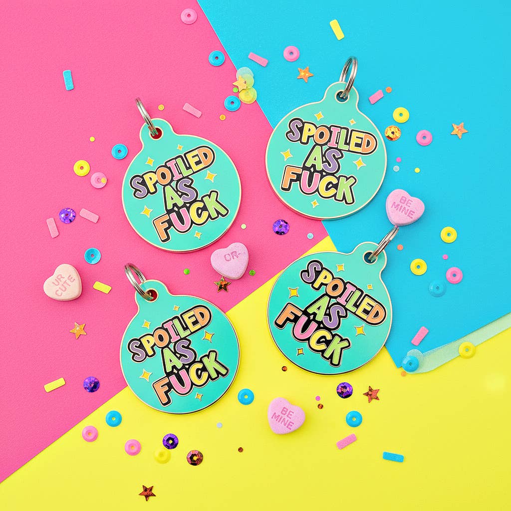 Bad Tags - Wholesale Pet Identification Tag - Cat/Dog - Enamel Dog Tag with Scannable Pet ID - Spoiled As Fuck3