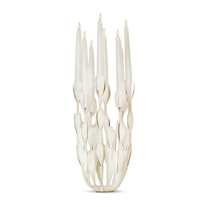 Branch and Wick - Wholesale Candle Holder - Ivory Taper Candle Holder Tulip Design For 8 Taper Candles