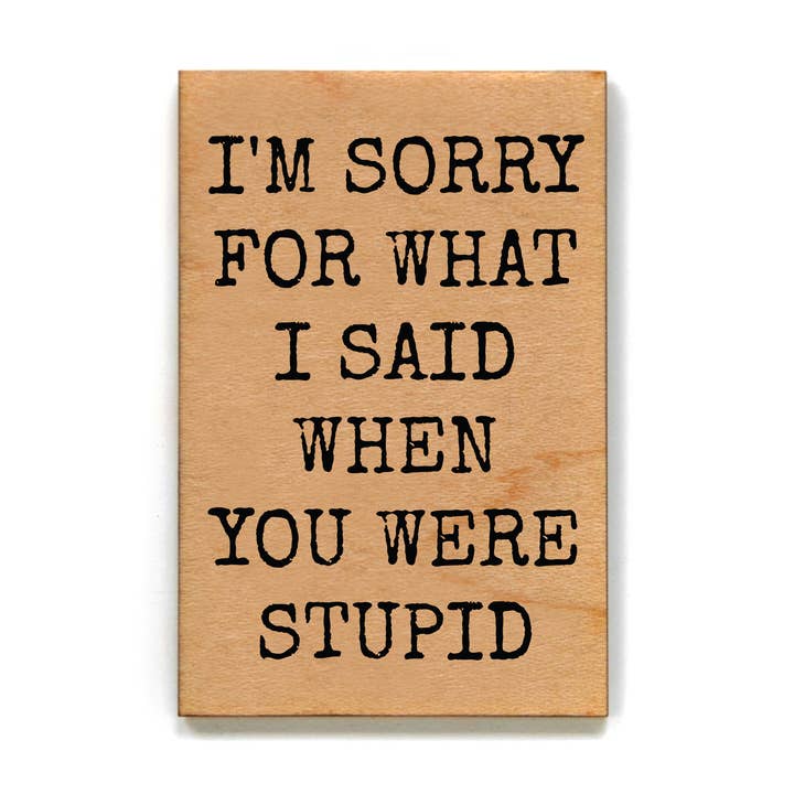 I'm Sorry For What I Said When Wood Magnet - Office Décor for wholesale by Driftless Studios