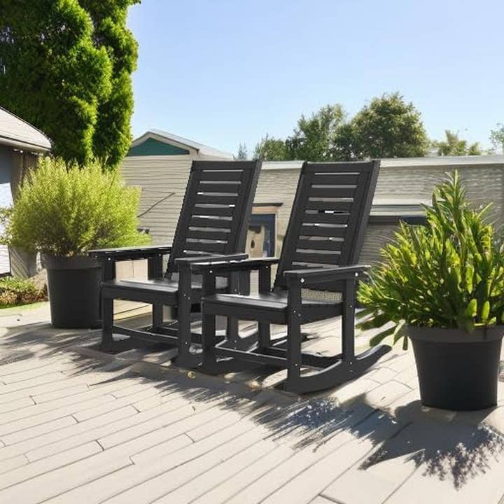 Oversized Outdoor Rocking Chairs Set of Two Black for wholesale on Faire4
