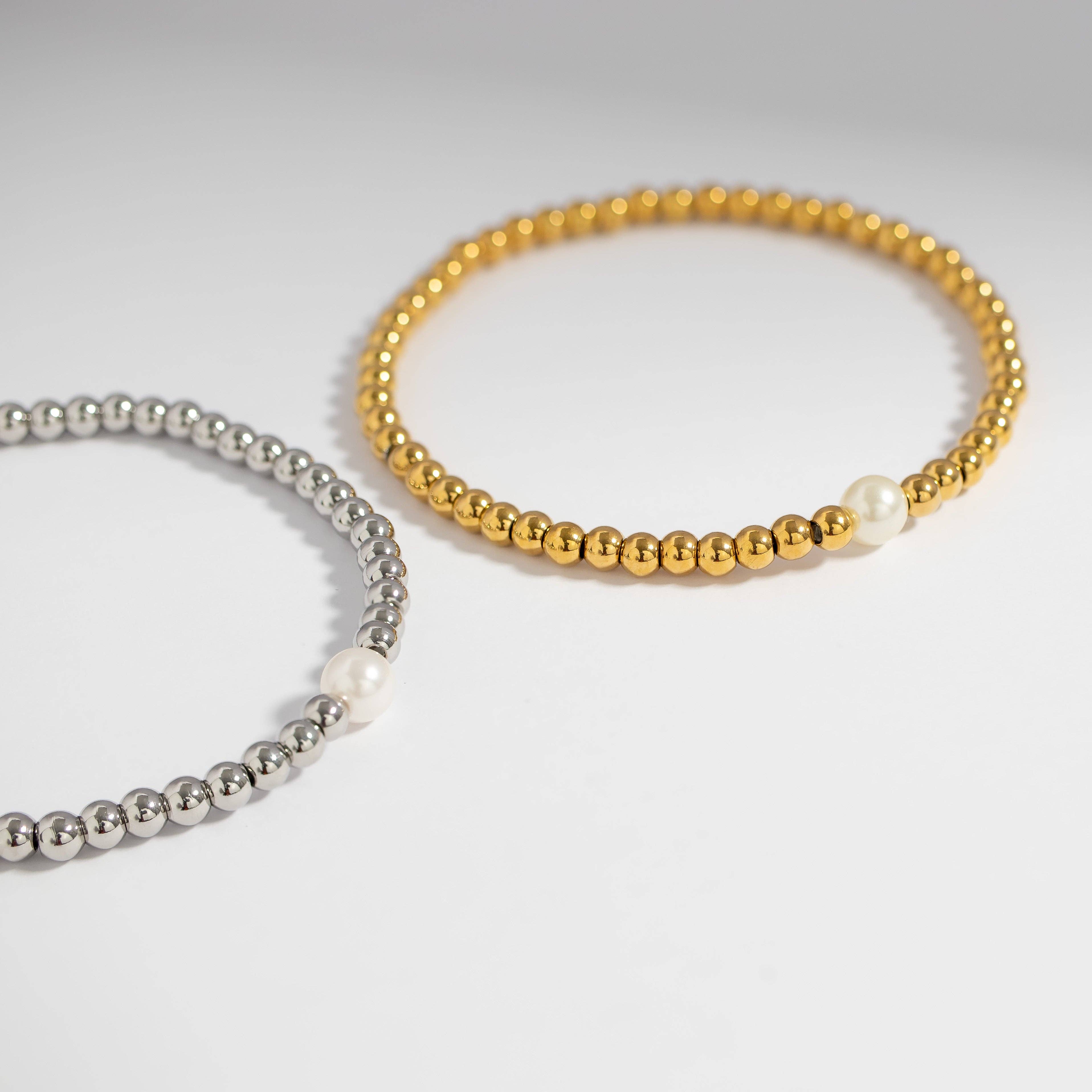 WJW - Wholesale Armband met kralen - 18K Goud PVD Roestvrij Stalen Rekarmband met Parel4