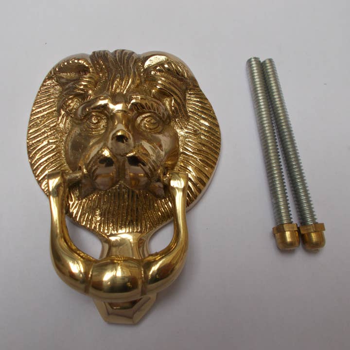IronmongeryWorld - Wholesale Knob/Pull - Small Lion Head Door Knocker Polished Brass