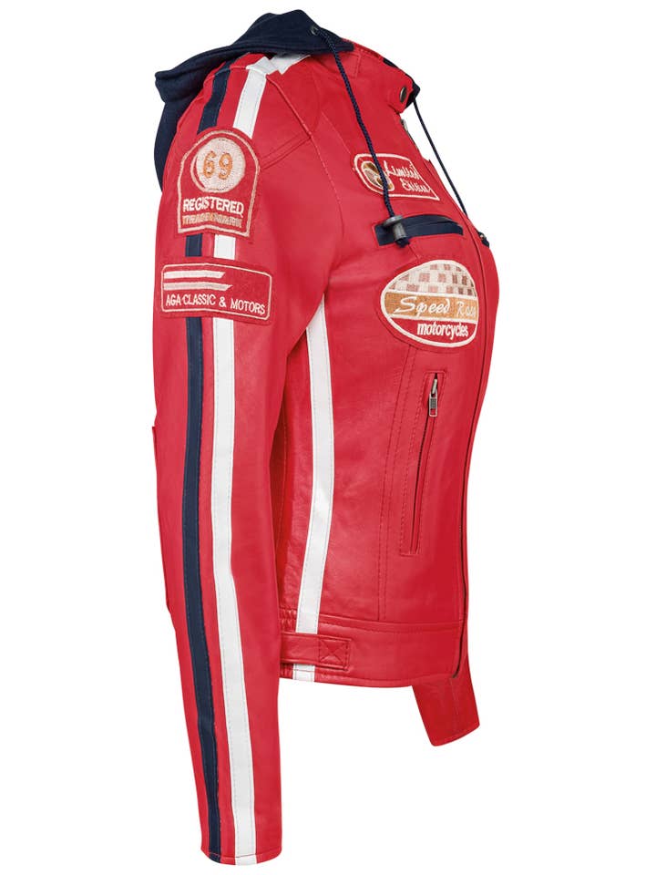 Urban 5884 Amsterdam | Leather jackets – Großhandel Lederjacke – Damen – Urban 5884 Sixty Six Damen Biker Lammfell Jacke Rot