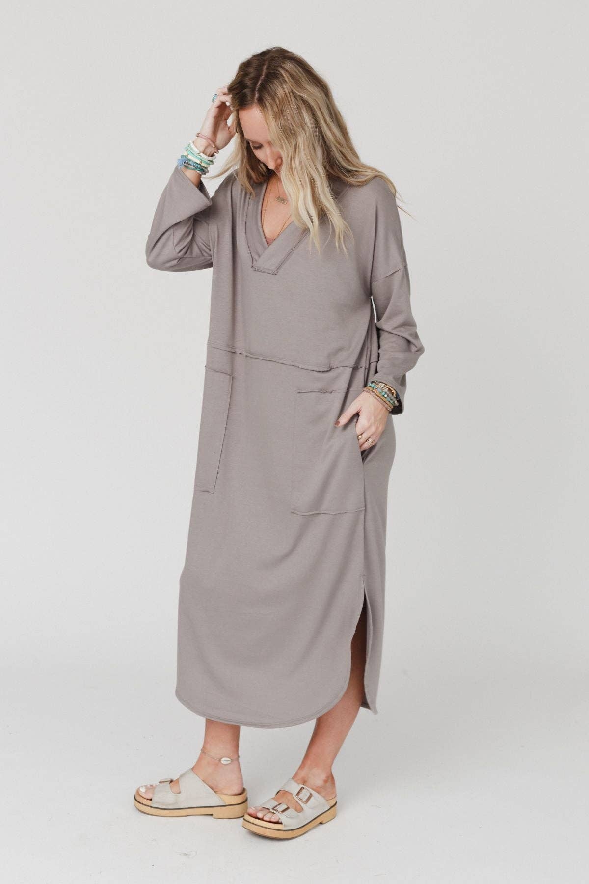Three Bird Nest - Wholesale Dress - Women's - Meadow Long Sleeve Slit Maxi Dress - Coco1