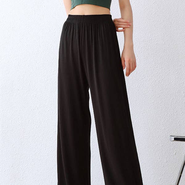 Simple Wide Leg Loose Elasticity Solid Color Casual Pants Bottoms for wholesale by ShieldChic