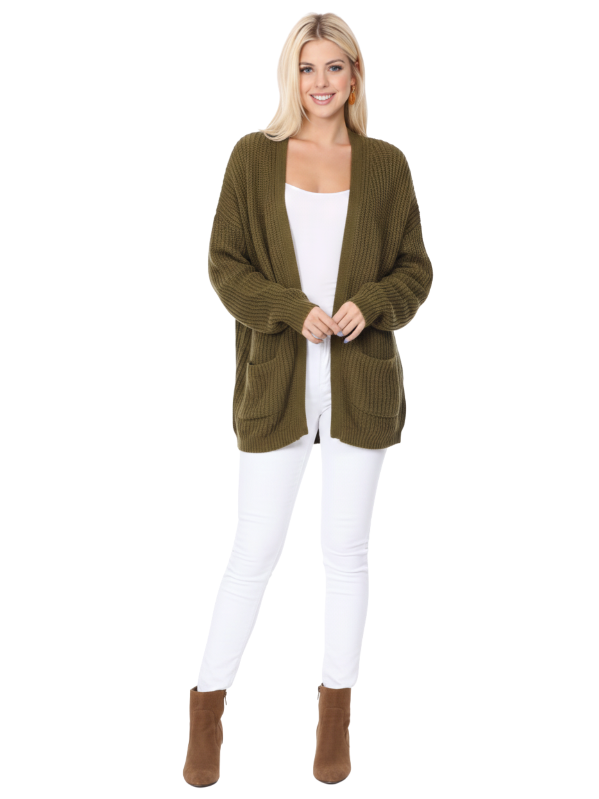 Mak – wholesale Cardigan – Women’s – Women's Waffle Knit Open Front Sweater Cardigan HK824619