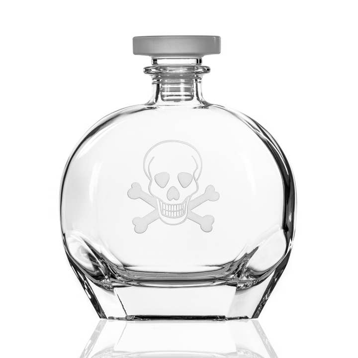 Rolf Glass – wholesale Decanter – Skull & Crossbones 3 Piece Whiskey Decanter Gift Set