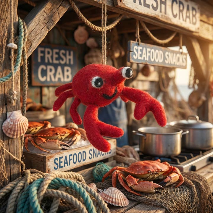Felt So Good – wholesale Ornament – Handmade Felt Hanging Sebastian Crab Biodegradable Felt8