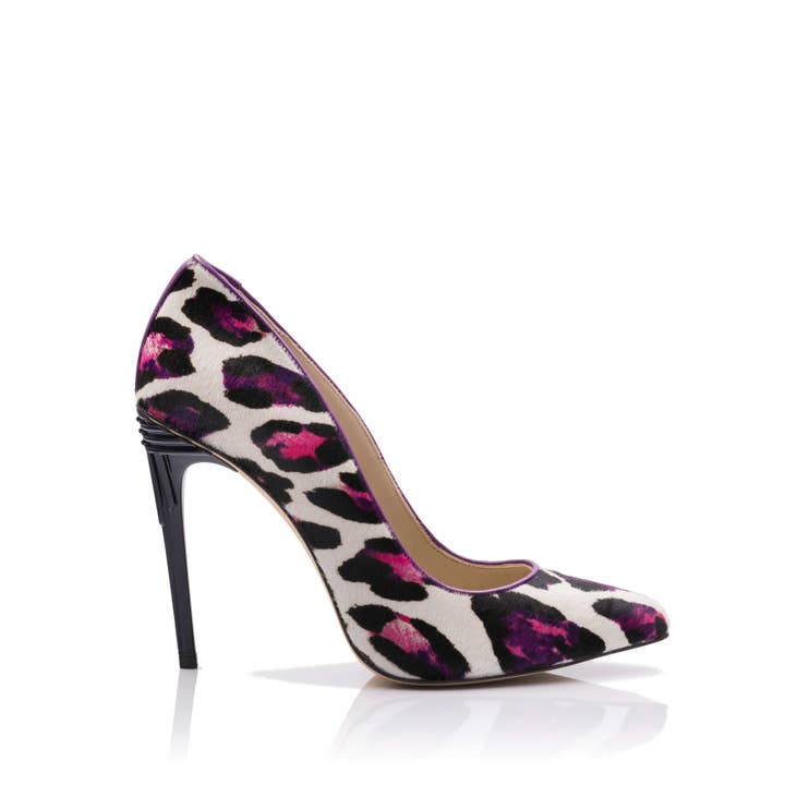 Josephine stiletto i lila tryckt ponnyskinn med 10,5 cm klack för wholesale av LOLA&LO