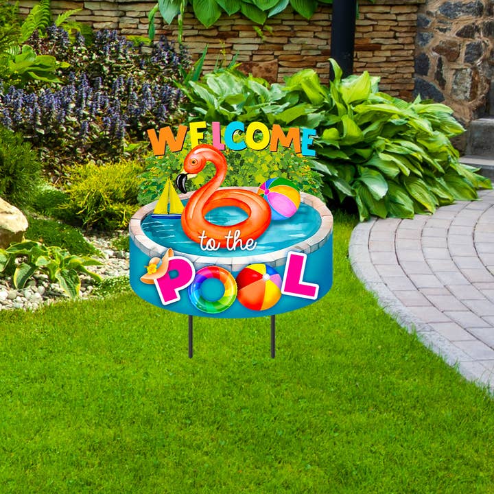 Briarwood Lane - Wholesale Outdoor Ornament/Decor - Welcome To the Pool Metal Art