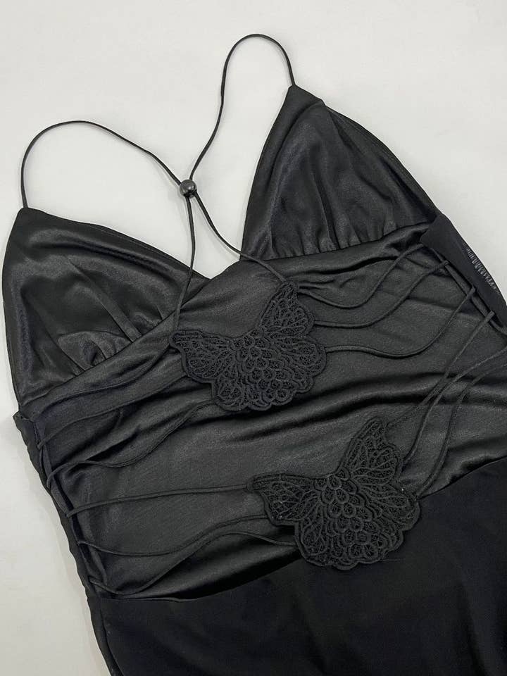 HIDDENBRAND - Wholesale Dress - Women's - Boho unique print sheer Mesh Butterfly Back Maxi Dress15