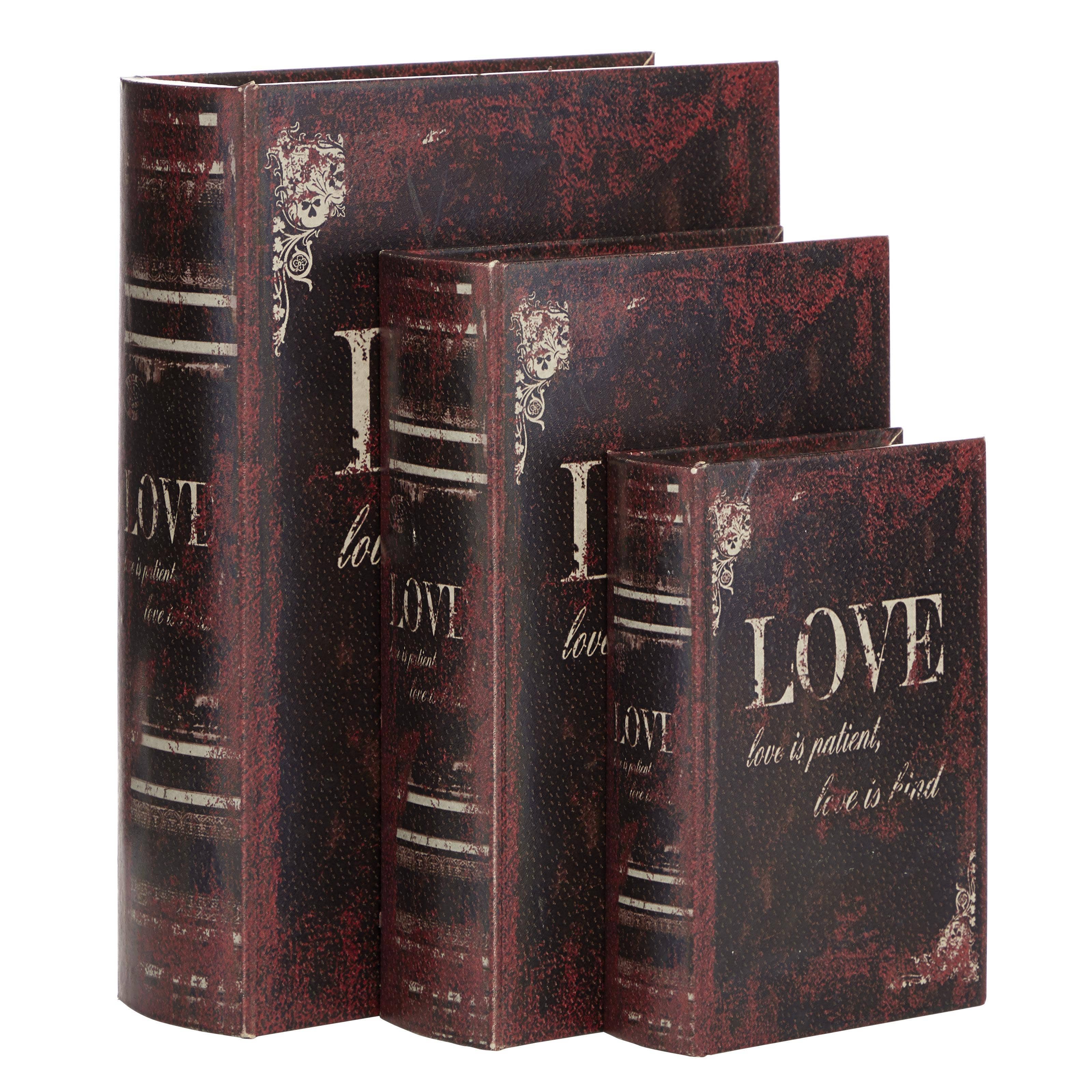 Import Corner – wholesale Dekorativt bordsobjekt – A-59380: TRÄLÄDERBOKLÅDA SET OM 3 13", 11", 8"H1