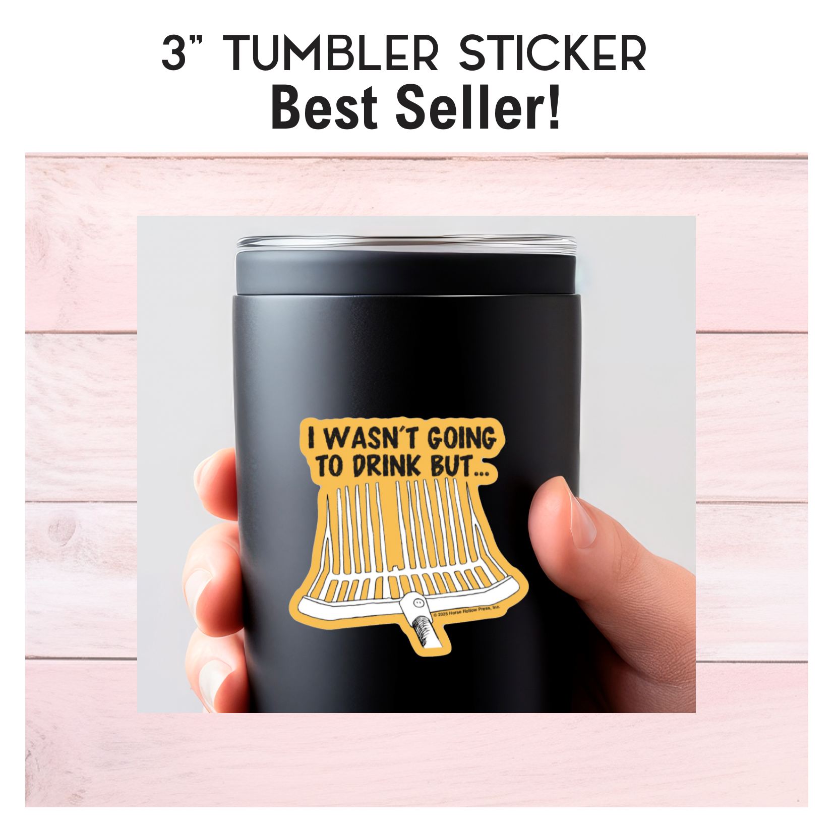 Horse Hollow Press / Pretty, Funny, Snarky Cards & Stickers - Wholesale Sticker - 3" Tumbler Horse Sticker / Drink ~ Pitchfork / WATERPROOF
7