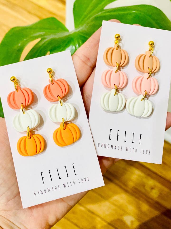 Pumpkin Fall Colors Polymer Clay Halloween Earrings for wholesale by Eflie