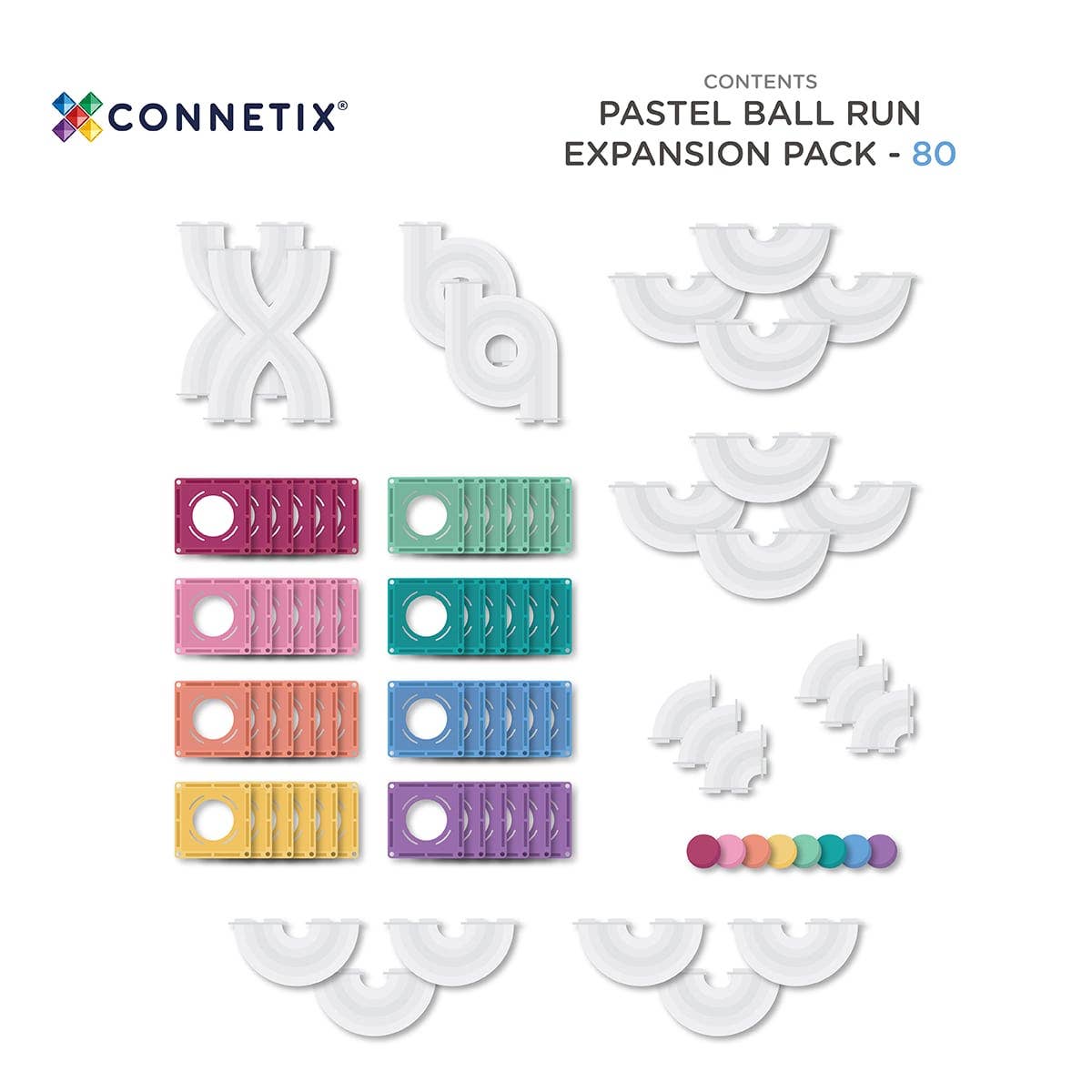 CONNETIX - Wholesale Building Set - Kids - CONNETIX Pastel Ball Run Expansion Pack, 80 Pieces10