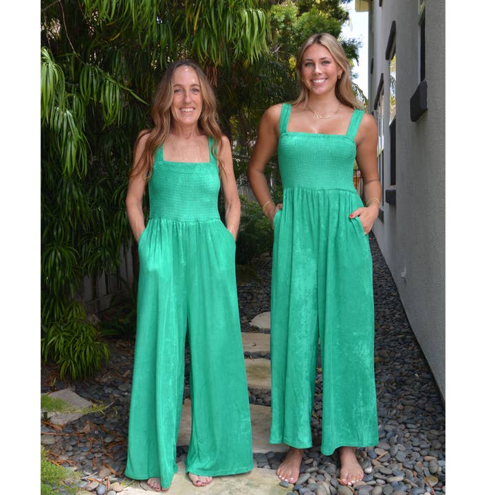 Bette - Wholesale Jumpsuit - Women's - Cabana Green Terry Cloth Jumpsuit | Beach-to-Dinner Style10