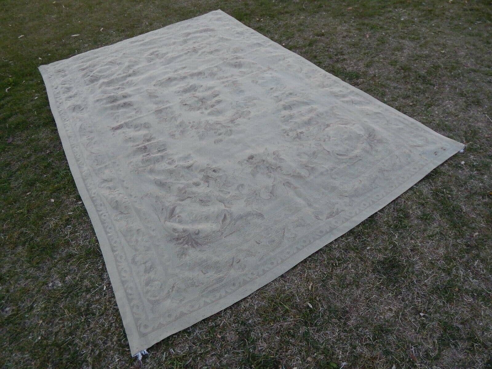 Vintage Pillows Store – Engroshandel Løst tæppe – Vintage Aubusson Style Kinesisk Tæppe - Uld Dekorative Tæppe - Indretning af hjemmet1