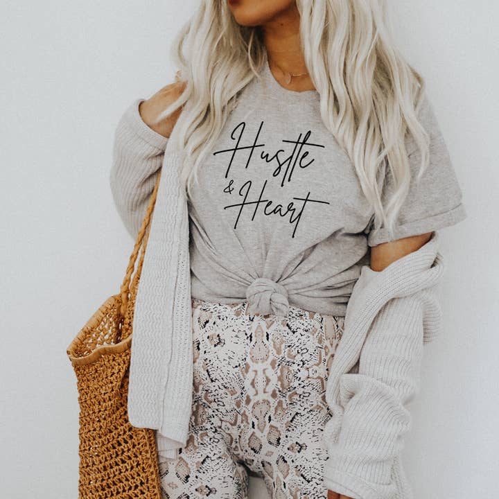 Hustle & Heart Tee for wholesale by Peach Closet