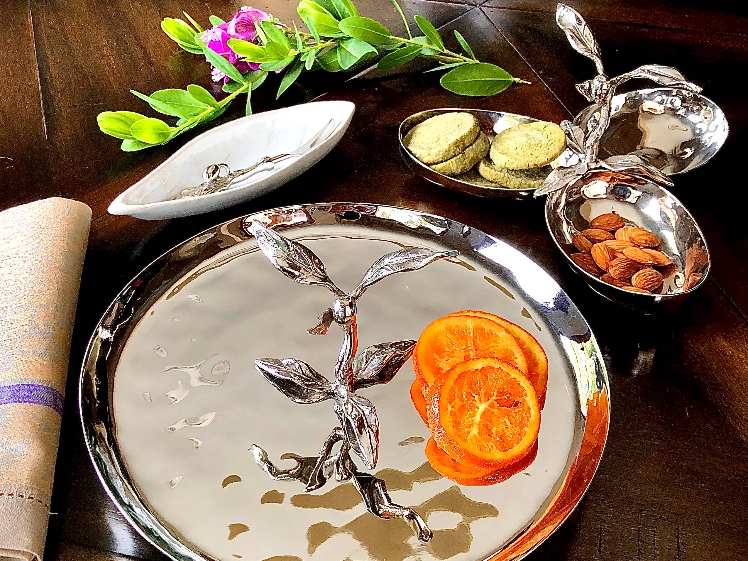 Carmel Ceramica - Wholesale Decorative Tray - Oliveira Stainless Steel Tidbit Tray2