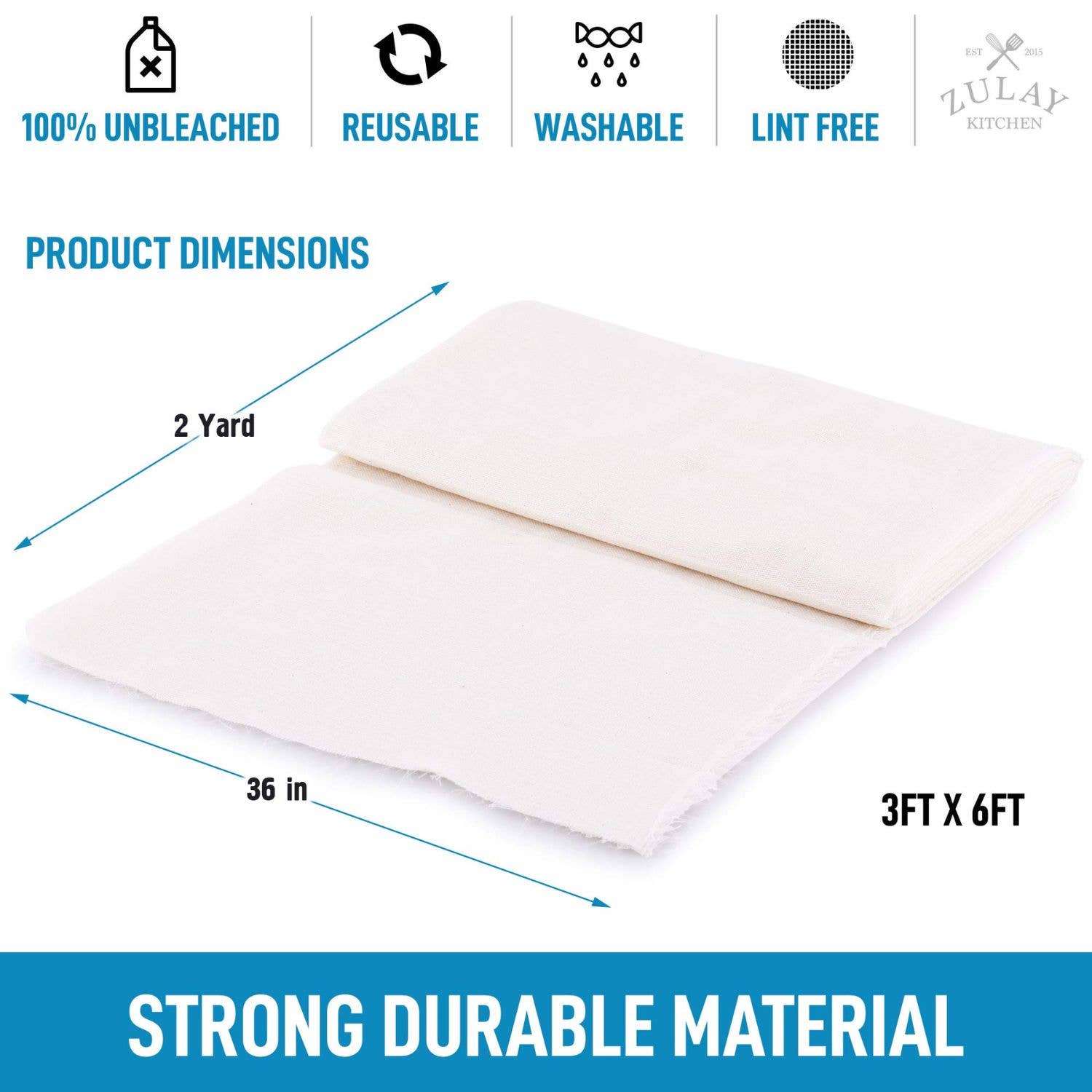 Zulay Kitchen – wholesale Cheesecloth – Unbleached Cotton Cheesecloth – 90 Grade, 3x6 ft2