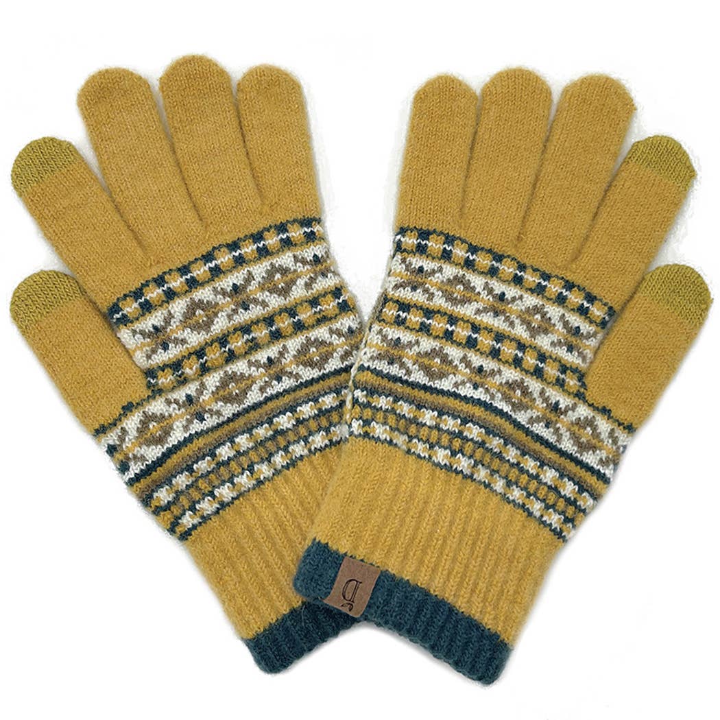 Fashion City – Luvas - Mulher por atacado – Luvas de toque inteligentes de malha com padrão asteca2