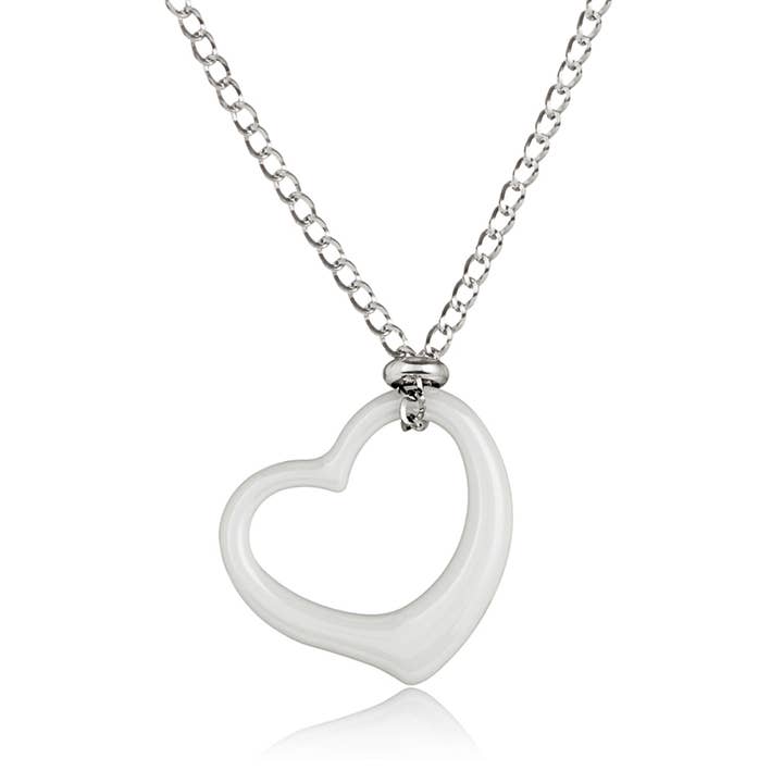 Women's Ceramic Heart Stainless Steel Necklace for wholesale by West Coast Jewelry