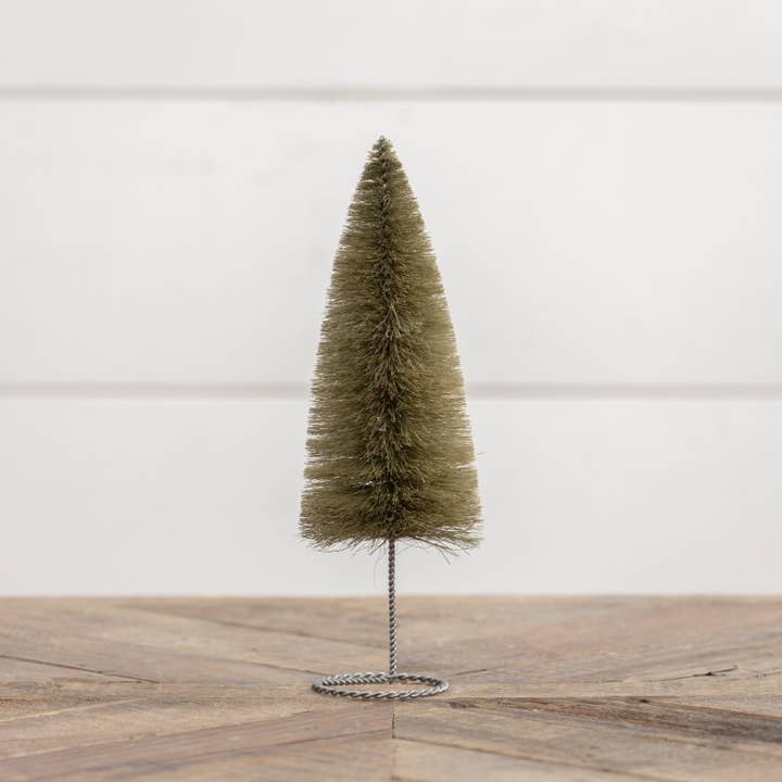 Ragon House – Großhandel Tischdeko – 10" GRÜNER FLASCHENBÜRSTENBAUM MIT DRAHTBASIS1