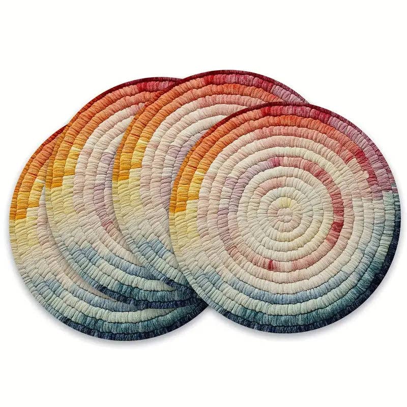 Huis Van Merken - Venta al por mayor Manteles individuales - Juego de Manteles Bohemios Ombre - Redondos, Antideslizantes, Limpiables1