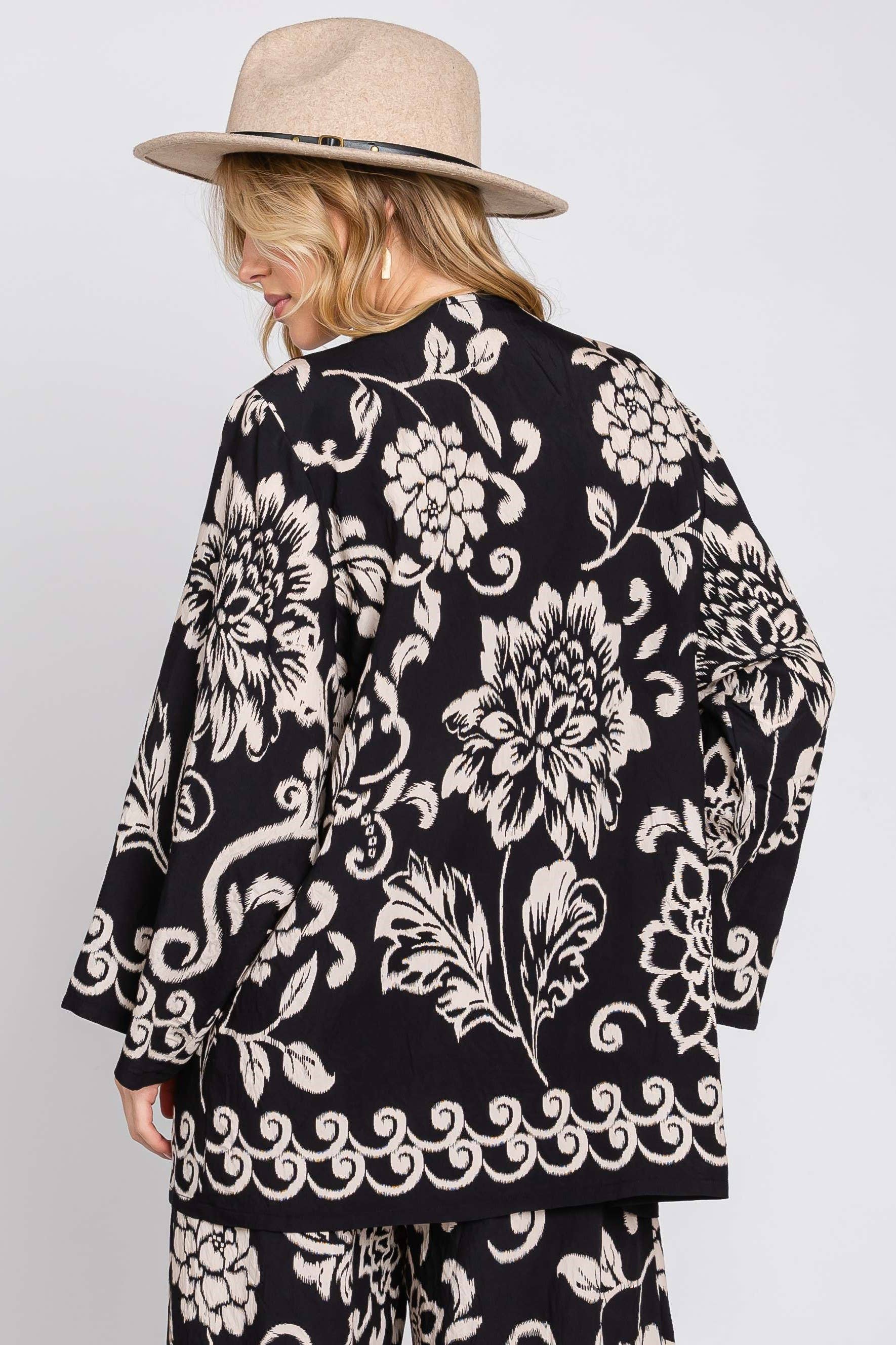 Black Floral Kimino Jacket 3370J-1 for wholesale on Faire3