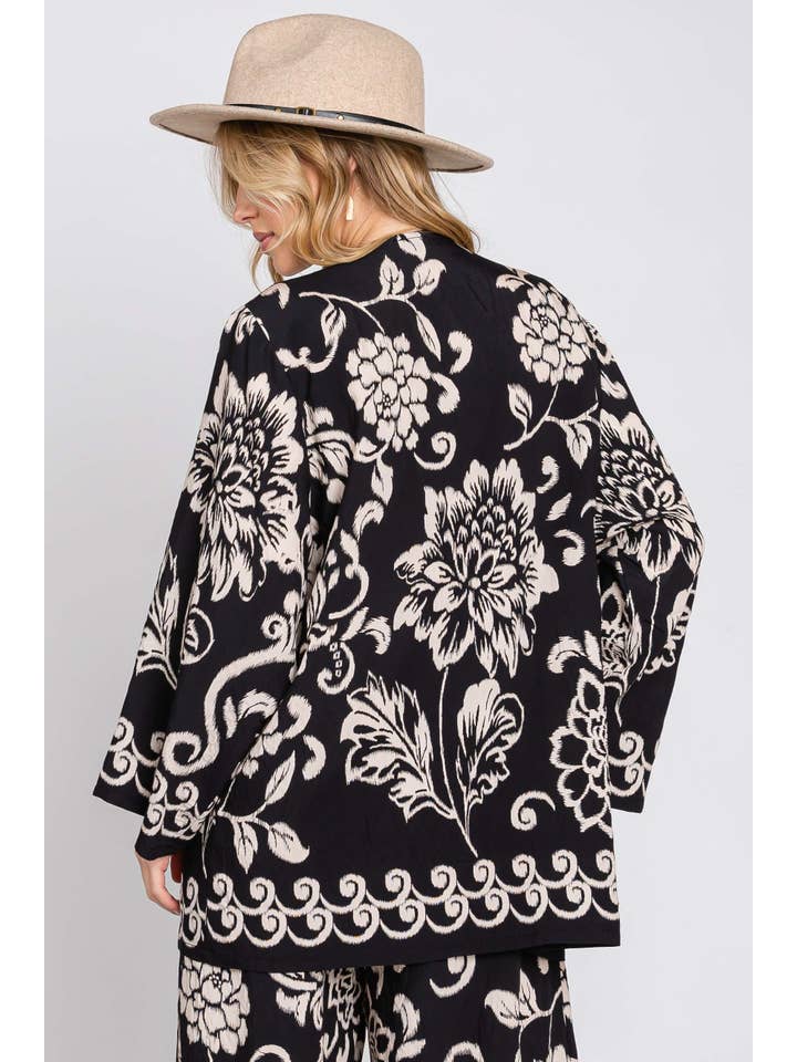 Black Floral Kimino Jacket 3370J-1 for wholesale on Faire3