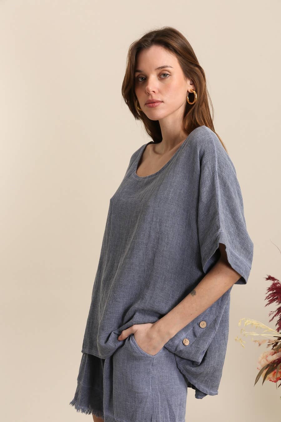 LÉA & LUC - Wholesale Tunic - Women's - Blouse in 50% linen and 50% cotton REF. 46496