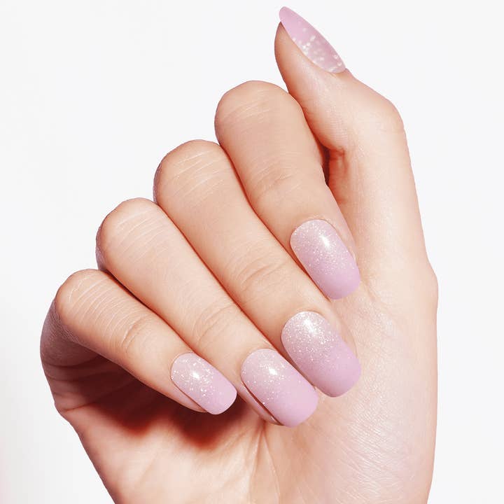 Pastel Pink Glitter Ombre Gel Nail Strips | Lilac Sheen - 2709 for wholesale by Danni & Toni