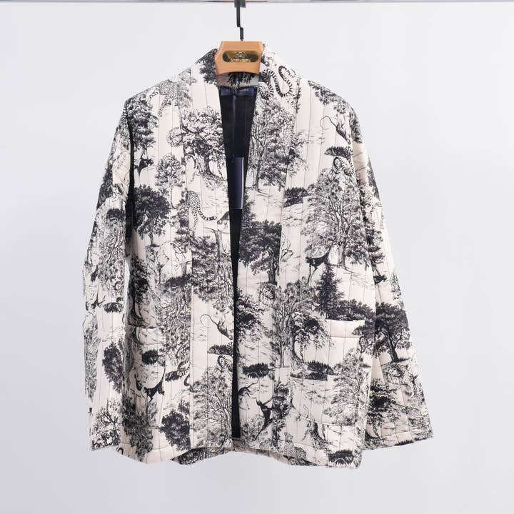 Jungle print quilted jacket in viscose – KD7280-8 for wholesale by Cecile Wang