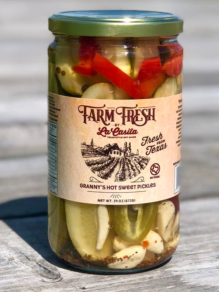 Granny's Hot Sweet Pickles for wholesale by La Casita Hot Sauce