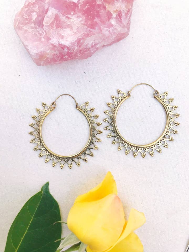 Store indiske Hoop messing øreringe for engroshandel hos ZEBA