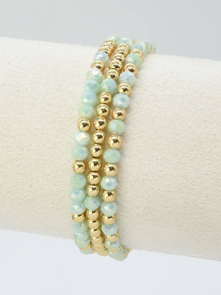 CB2242 4mm 3pcs CCB Glass Bead Bracelets for wholesale by MiMi Wholesale