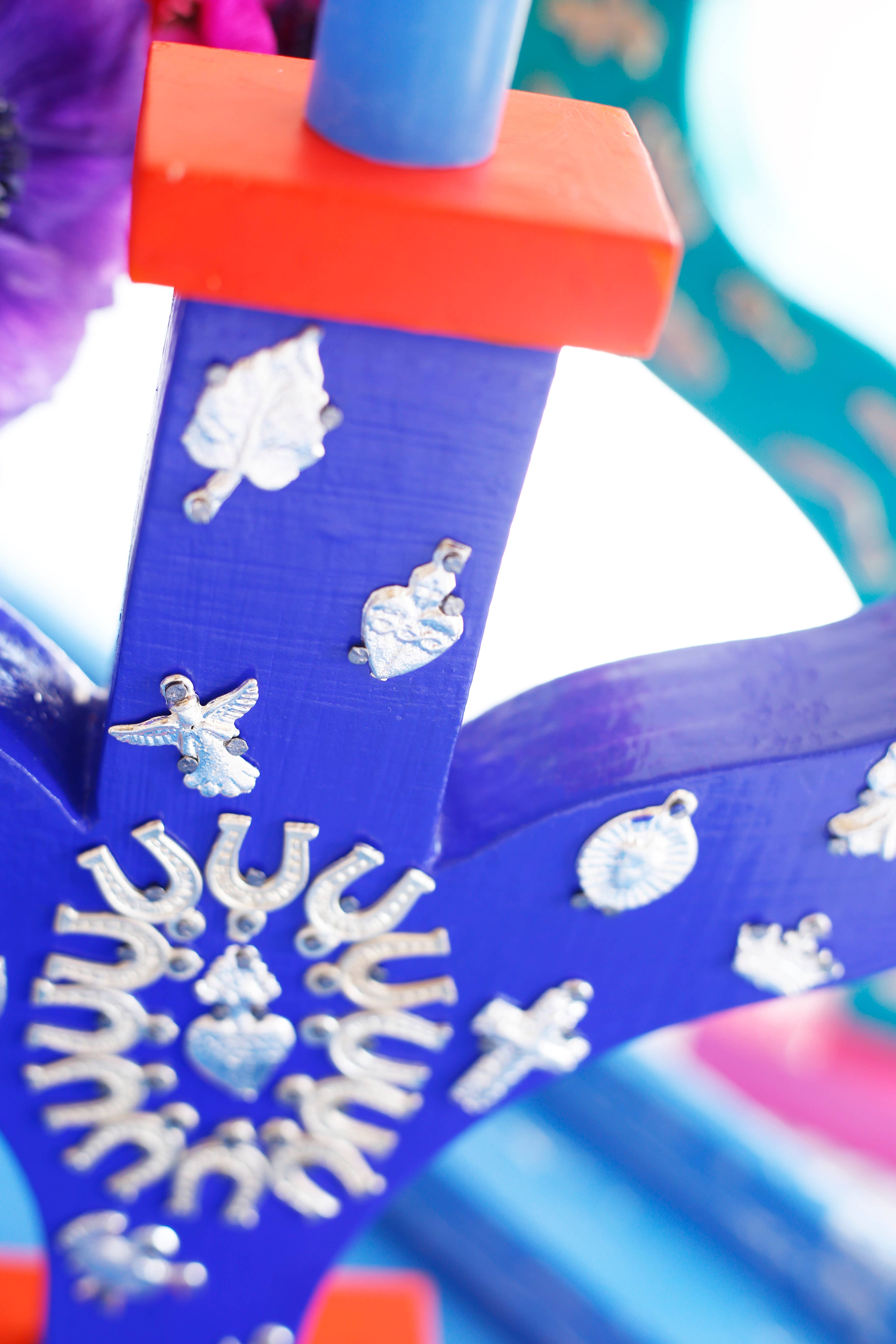 PINK PAMPAS - Wholesale Candle Holder - “Primitivo” Wooden Candlestick made in Mexico with Milagros2