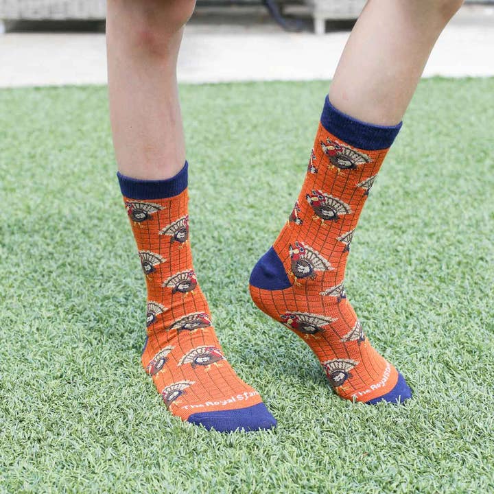 The Royal Standard - Wholesale Socks - Kids - Youth Gobble Socks Orange/Navy/Taupe One Size