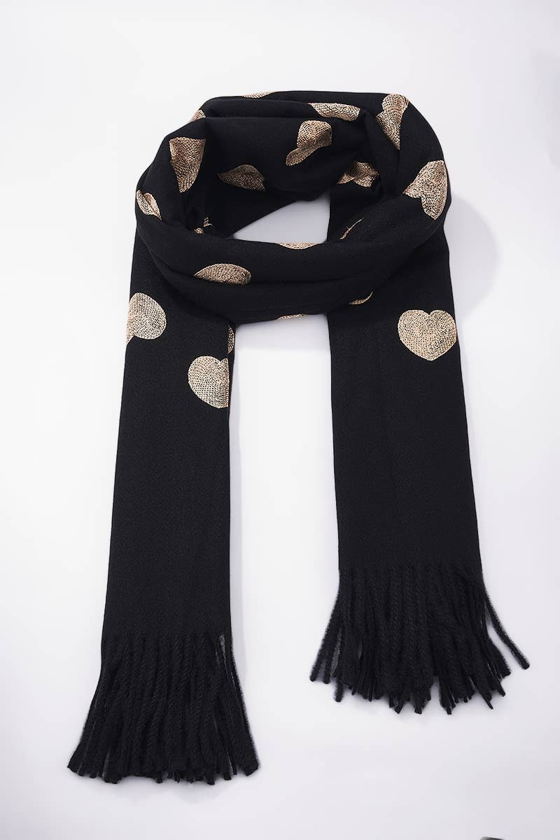 BYREN | ÉLINE L'ATELIER - Venta al por mayor Bufanda - Mujer - Bufanda de lana con estampado de corazones FL213DF1