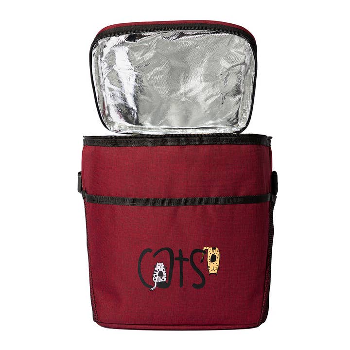 Biggbrands - Wholesale Lunch Bag/Box - Biggdesign Cats Insulated Lunch Bag, Claret Red1